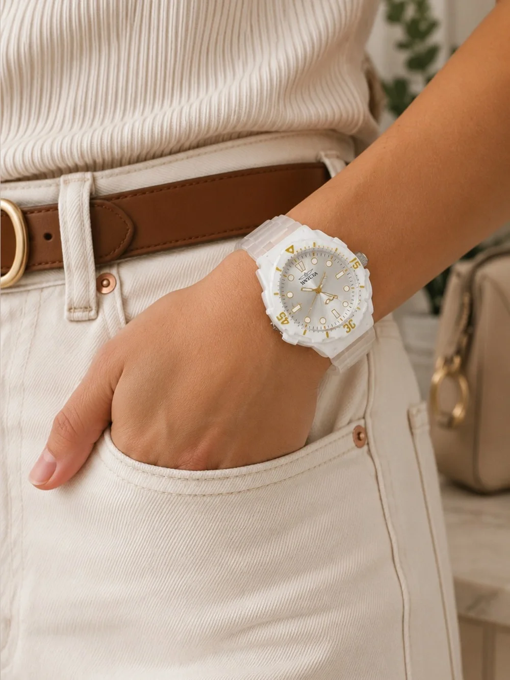 Invicta Celestial 49204 Women’s White Clear Quartz Watch 35mm NWT